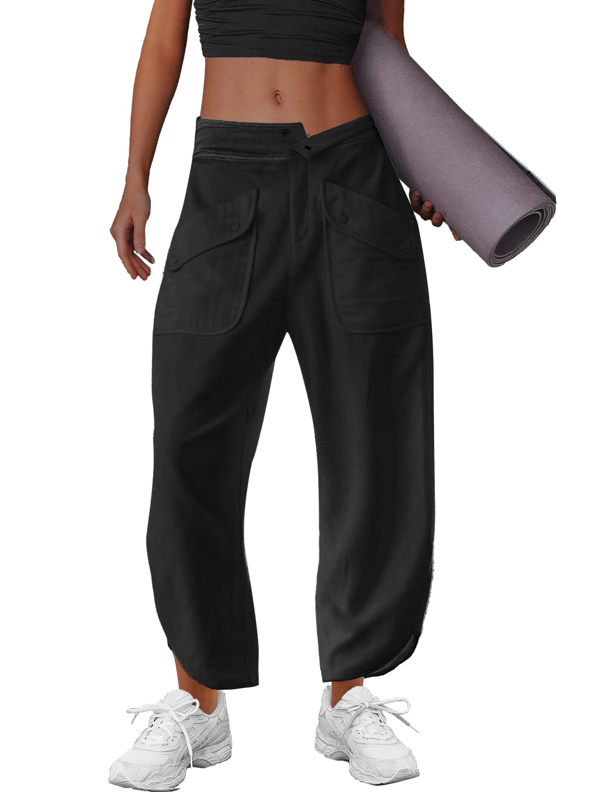 LAMISSCHE Oversized Barrel Lounge Pants Women Wide Leg Sweatpants with Pockets Baggy Cropped Pants