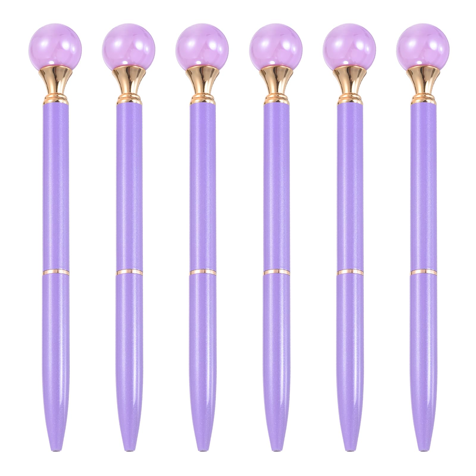 PATIKIL Pearl Ballpoint Pen, 6Pcs Sparkling Bling Metal Pen with Pearl Top Elegant 1.0mm Black Ink Ballpoint Refillable for Office Business Wedding Party Birthday Gift, Candy Purple — image 1