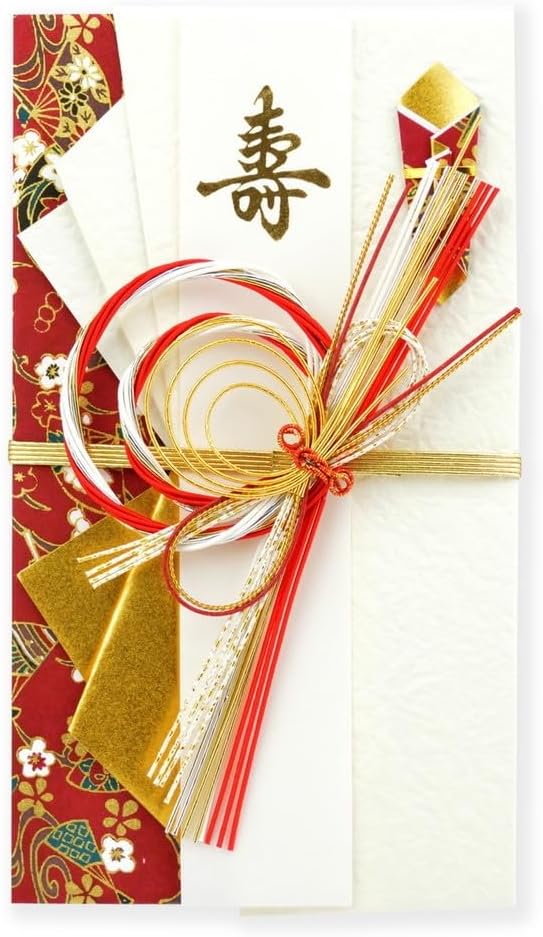 Traditional Japanese Money Envelopes, Japanese Fan Red, Decorative Fancy Envelopes for Cash, Wedding Gifts, Celebrations (6 Packs, Bulk Pack)