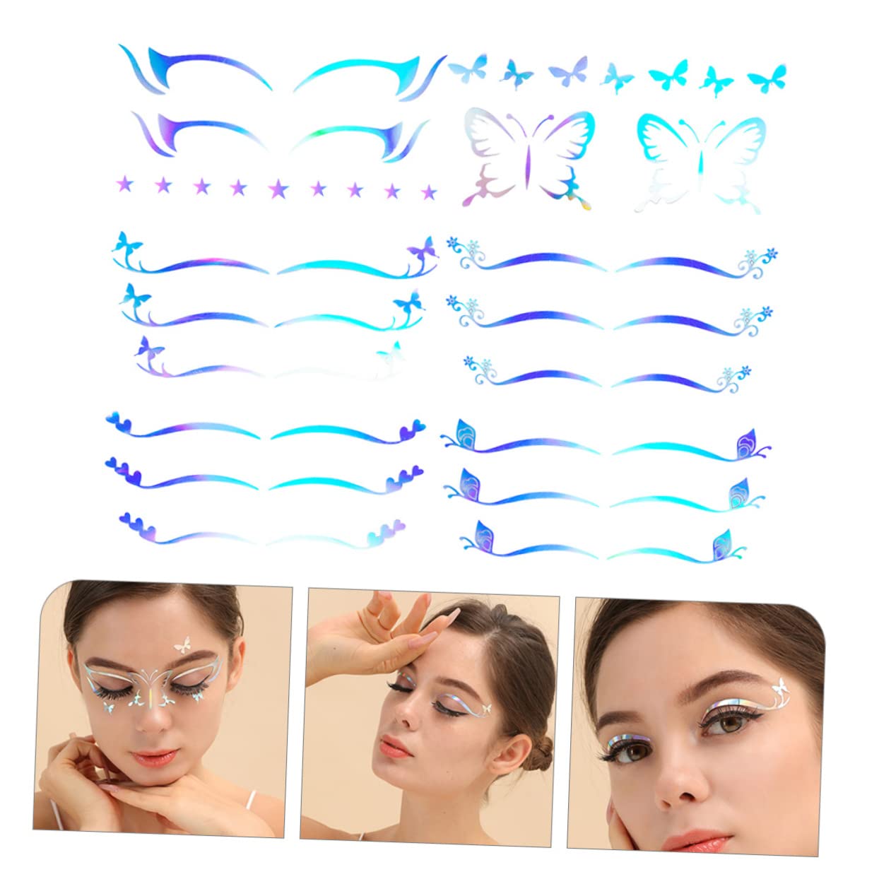 Didiseaon 18fogli Adesivi Per Stickers Per Ombretto e Eyeliner Decorativi Makeup Temporanei Per Cosplay e Speciali
