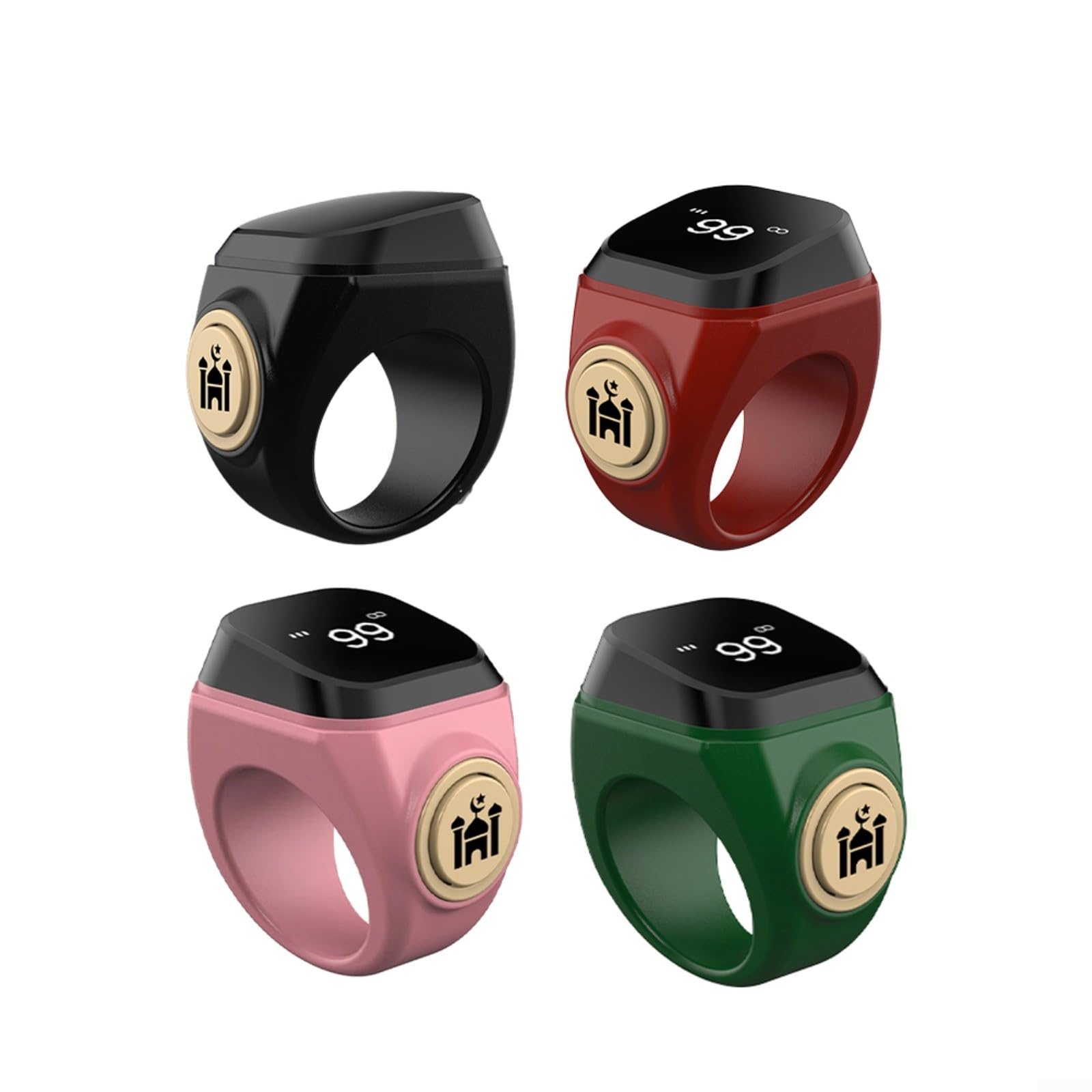 Elektronischer Tasbih Zähler Ring wiederaufladbar 40mAh 3 Größen 18/20/22mm wasserdicht ABS Material USB Ladegerät für Gebet und für Zikr(18mm Rose Gold)