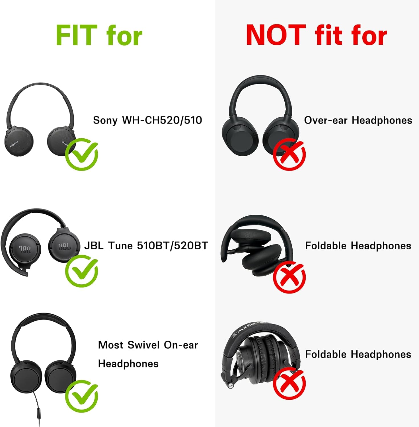 Headphone Headset Case Compatible with JBL Tune 510BT/520BT/670NC Live 460NC, with Sony WH-CH520/510 Portable Travel Carrying Wireless Headphone Case for On Ear Headphones (Black) - Image 3