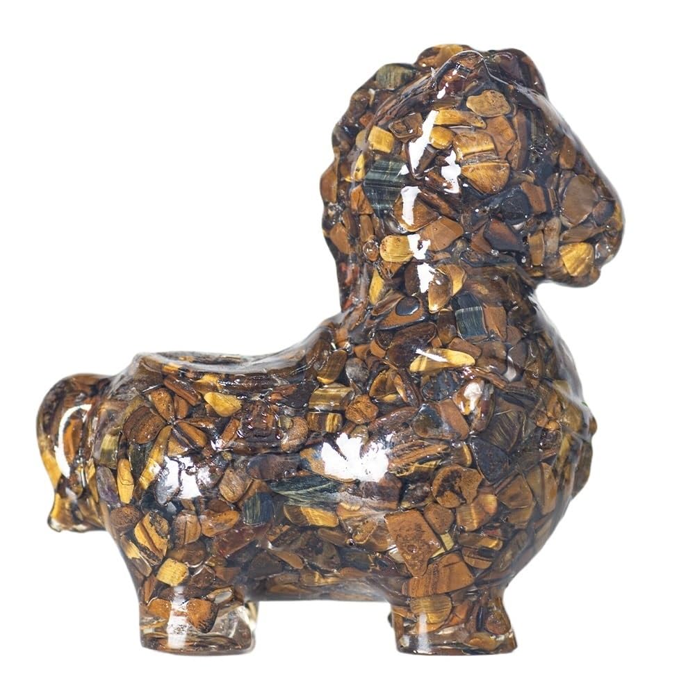 HUFFA Elegant Desktop Ceramic Horse Figurine Ornament - Natural Crystal & Resin Decorative Piece