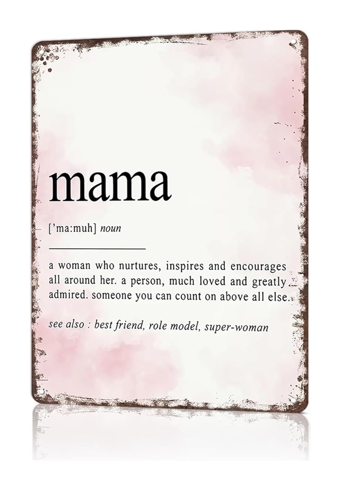 FNYUVNFAF Warm Mother Definition Metal Sign Sentimental Family Love Quote for Home Living Room or Family Room Wall Decor (8 X 12 in)