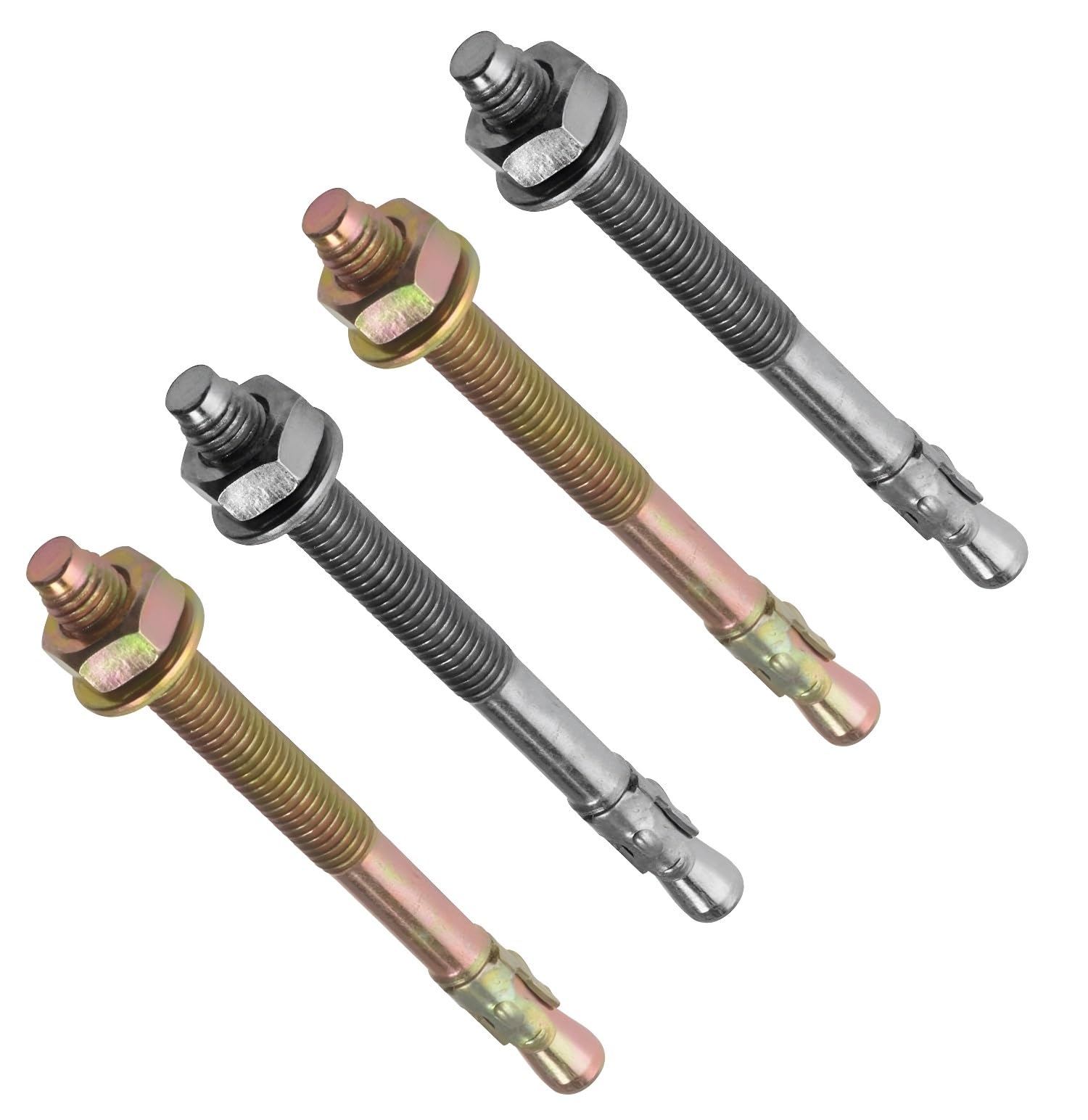 TERF® M8 X 100mm Through Bolts M8 (8mm) X 100mm Zinc or Zinc Yellow Passivated Steel Wall Anchor Bolt - Pack of 10