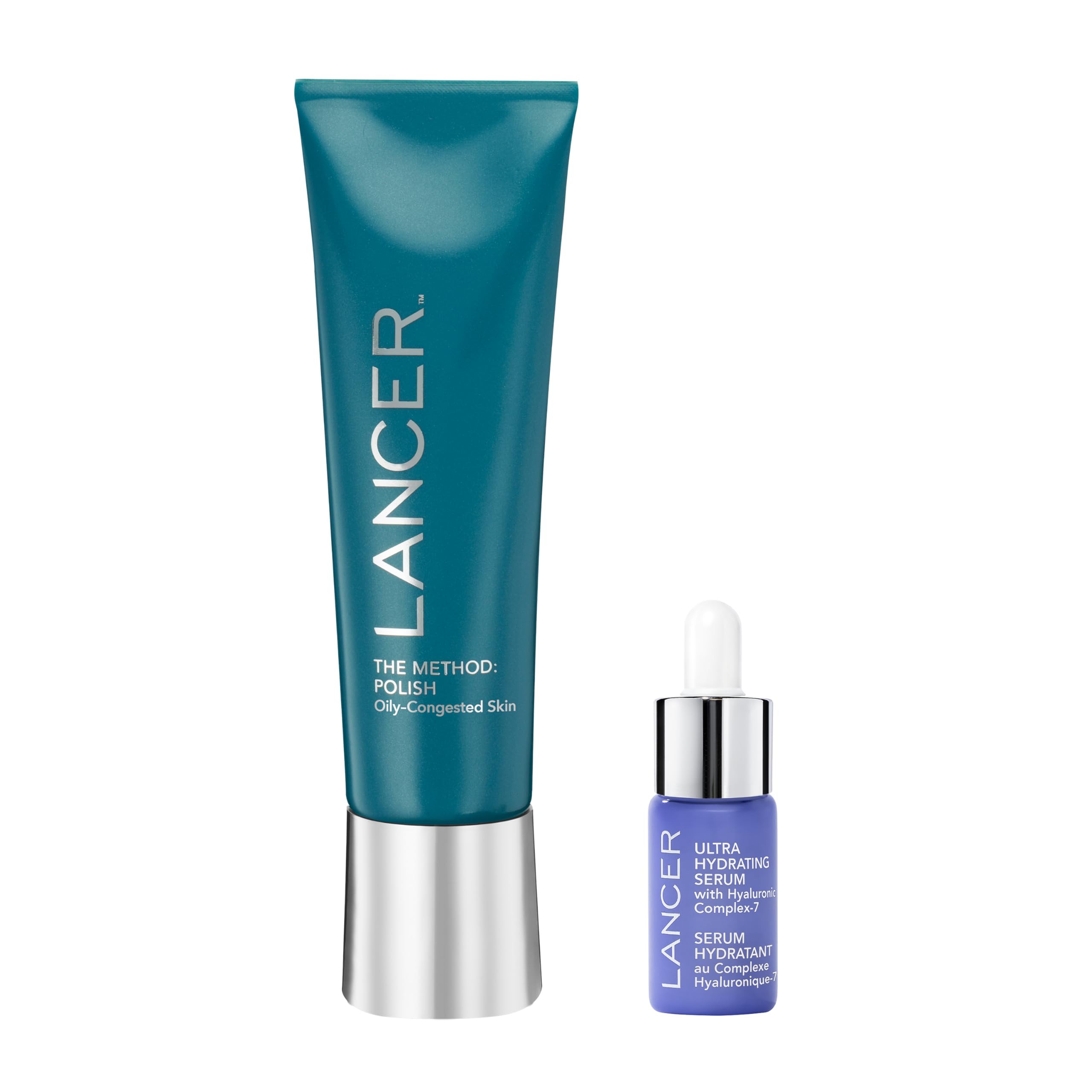 Lancer Skincare The Method: Polish Facial Exfoliator, Daily Exfoliating Face Scrub with Natural Minerals, Oily Congested Skin & Hydrating Serum, 4.2 Fluid Ounces