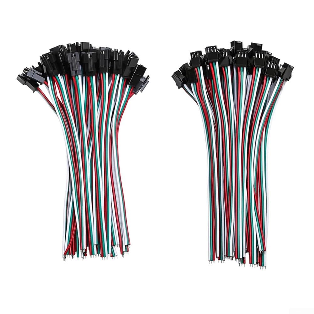 30 Paar JST SM 3-Pin-Steckverbinder mit 15 cm Kabeln – Stecker/Buchse LED-Streifen-Steckverbinderset für WS2812B, WS2811, SK6812, 20 AWG-Draht enthalten