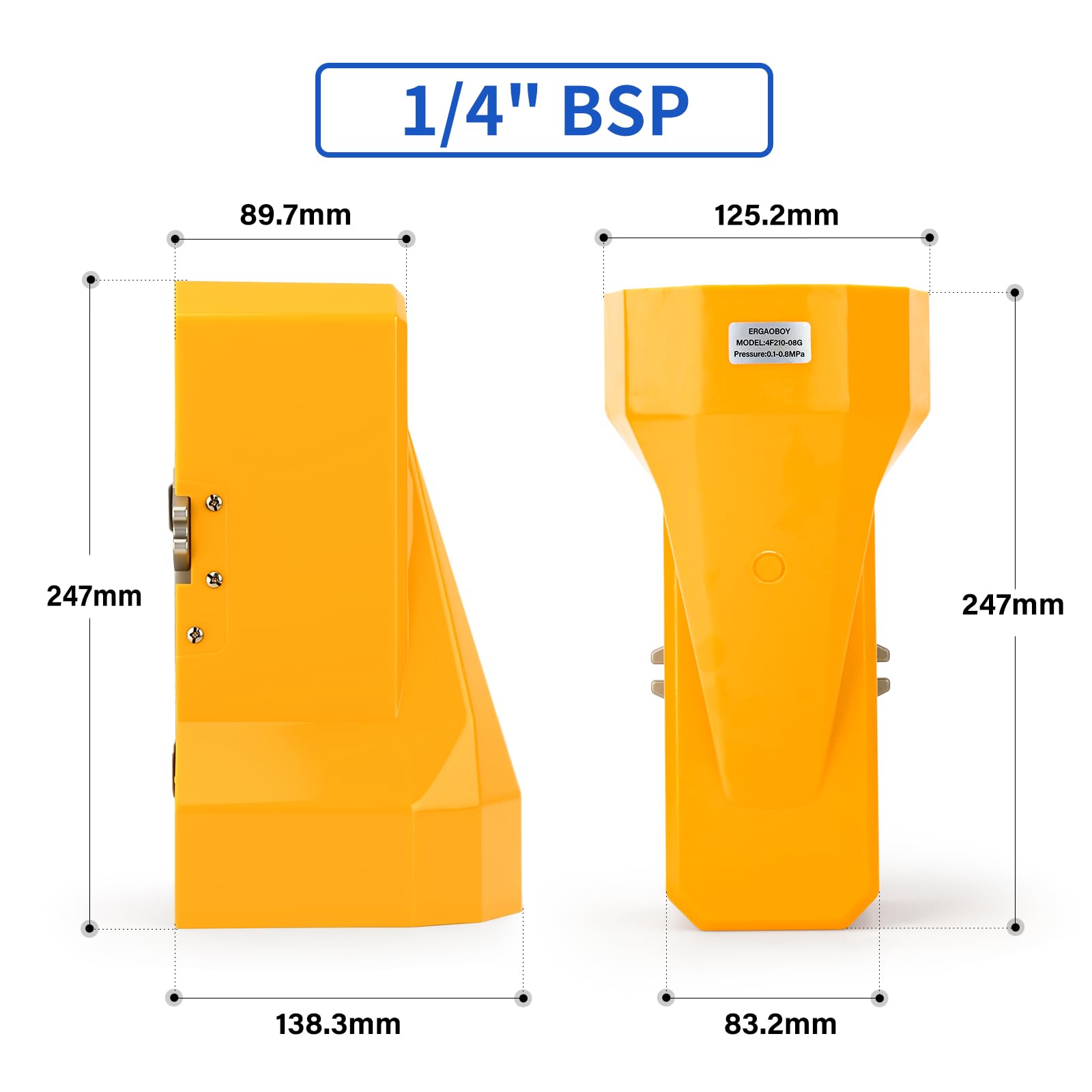 Pneumatisches Fußpedal-Ventil-Kit mit Schutzschild, 1/4"BSP 5-Wege-2-Positionen-Gewinde mit rutschfestem Gummi-Druckregler 4F210-08G mit 6MM-Anschlüssen