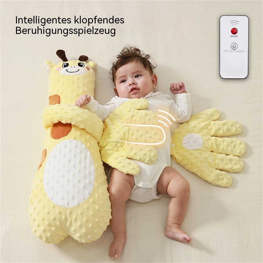 MEIION Klopf-Kissen 62cm – Interaktives Plüschkissen mit verstellbaren Modi & Fernbedienung, Einschlafhilfe, hautfreundlich, ergonomisches Schlafkissen