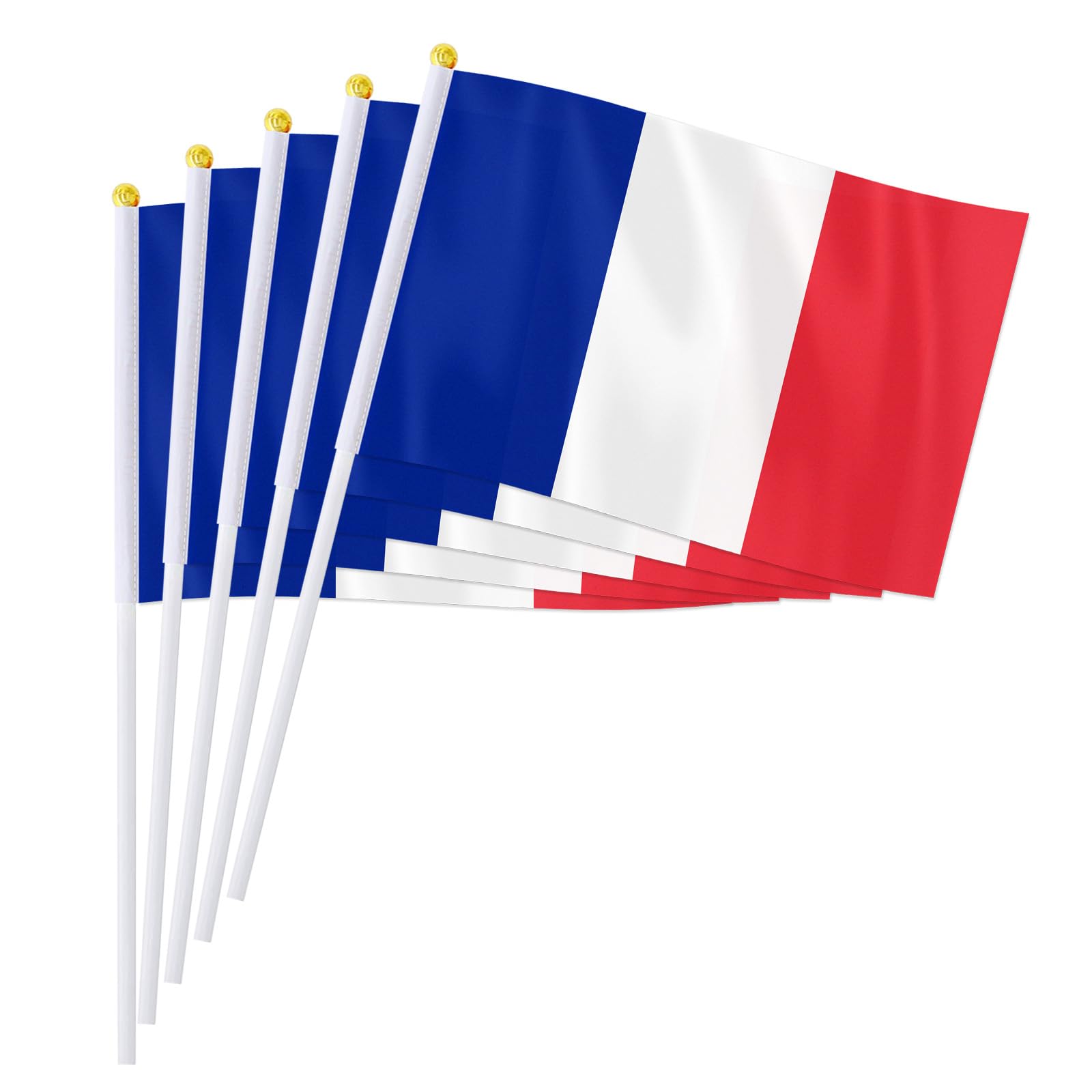 PTEROSAUR Lot de 100 drapeaux français à main, 14 x 21 cm, petits drapeaux nationaux français, pays européens du monde français à main à agiter (100)