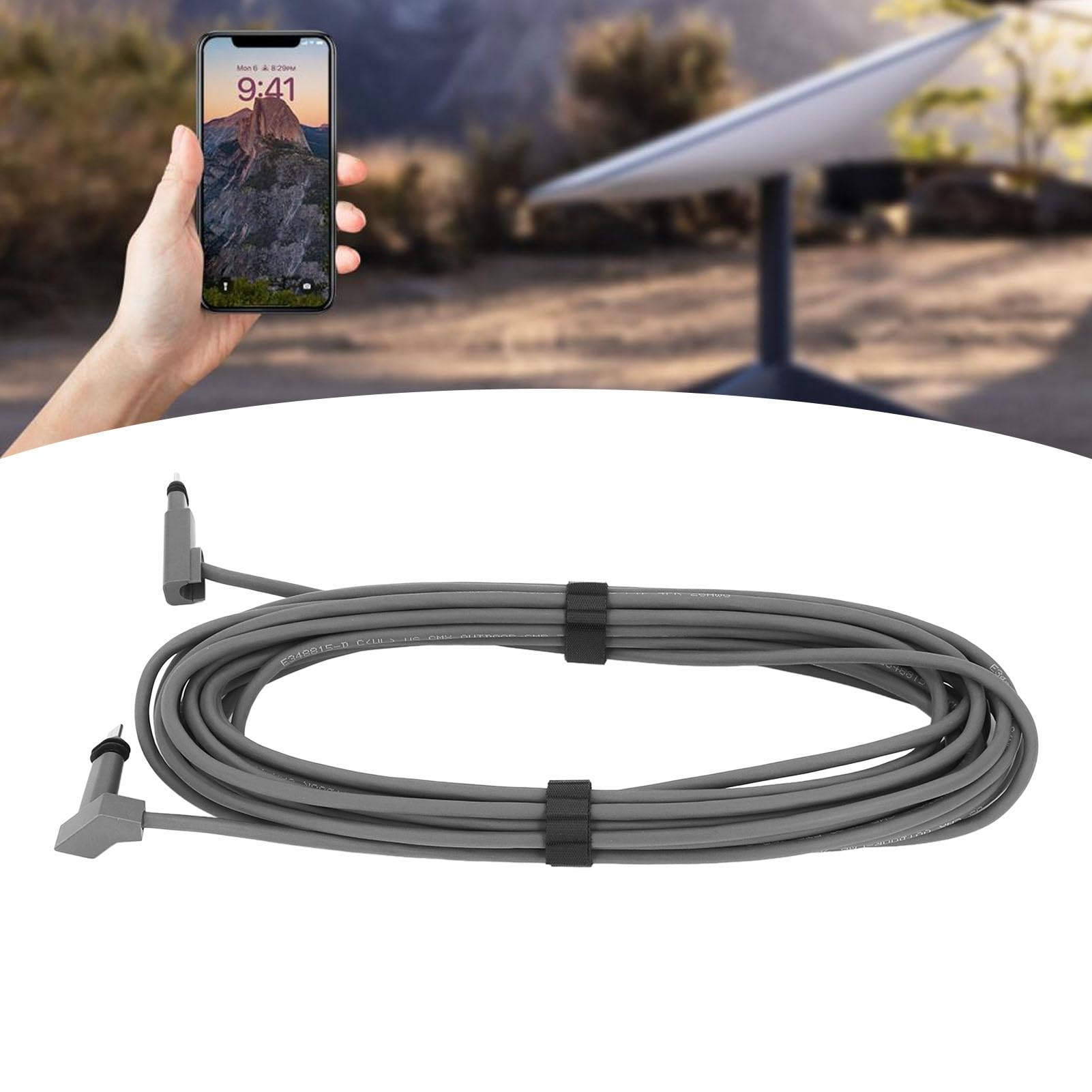 Cable Satelital Rectangular de 150 Pies para V2 26AWG Conductor de Cobre Carcasa de Goma Cable Ethernet Satelital 1200Mbps para Antena Parabólica Gen 2 Uso en el Hogar RV Al Aire Libre