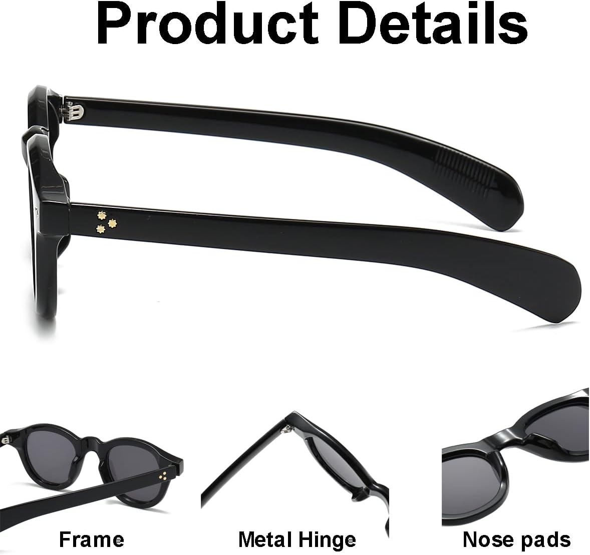 JOVAKIT Trendy Round Sunglasses for Women Men 90s Retro Vintage Classic Fashion Round Frame Sun Glasses Black Shades - Image 6