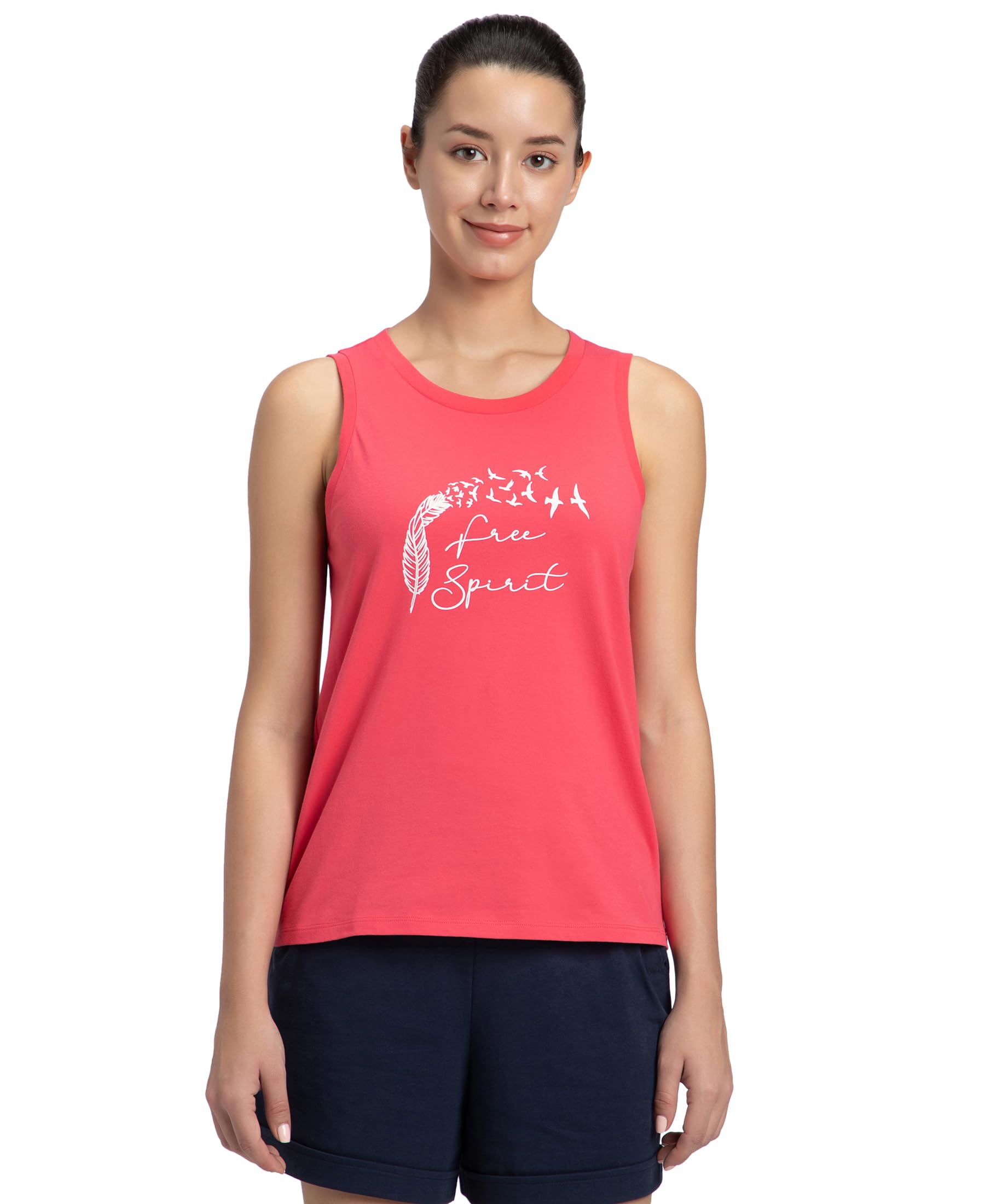 JockeyA155 Women's Super Combed Cotton Relaxed Fit Printed Racerback Styled Tank Top