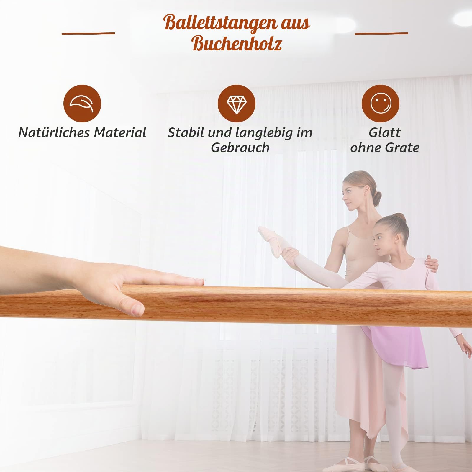 GOPLUS 122 cm Tragbare Ballettstange, Freistehende Tanzstange mit 4 verstellbaren Höhenpositionen & Stabiler Metallrahmen, doppelte Ballettstange für Zuhause & Fitnessstudio
