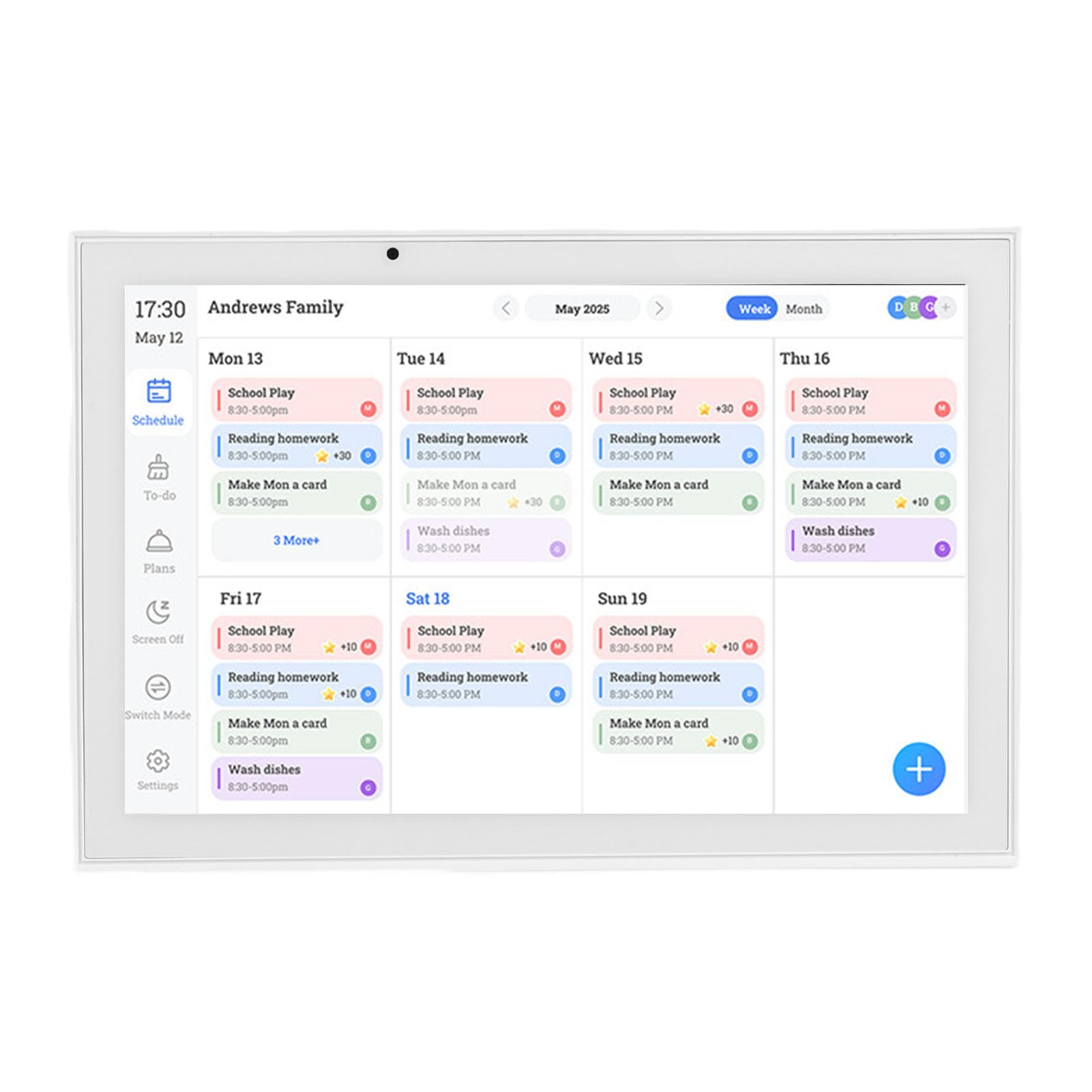 Emoshayoga Calendario Digitale da 10,1 Pollici Touch Screen Smart Family Planner per Grafico Interattivo dei Lavori Domestici e Gestione delle attività Bianco (Spina UE 100-240 V)