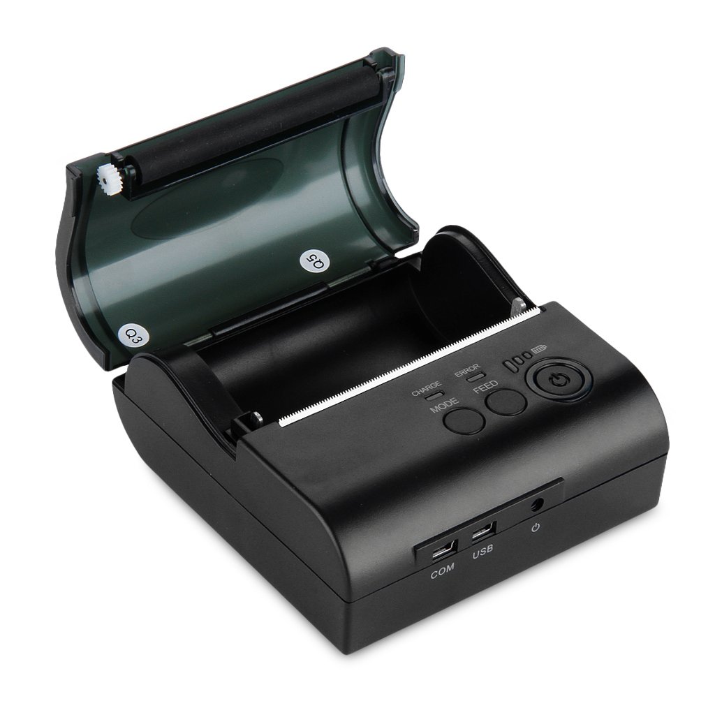 Excelvan Wireless Bluetooth Stampante Termica Portatile Dot Stampante POS 80mm Ricevuta Scontrino USB ESC/POS/STAR per Android Cellulare o Tablet (80mm)