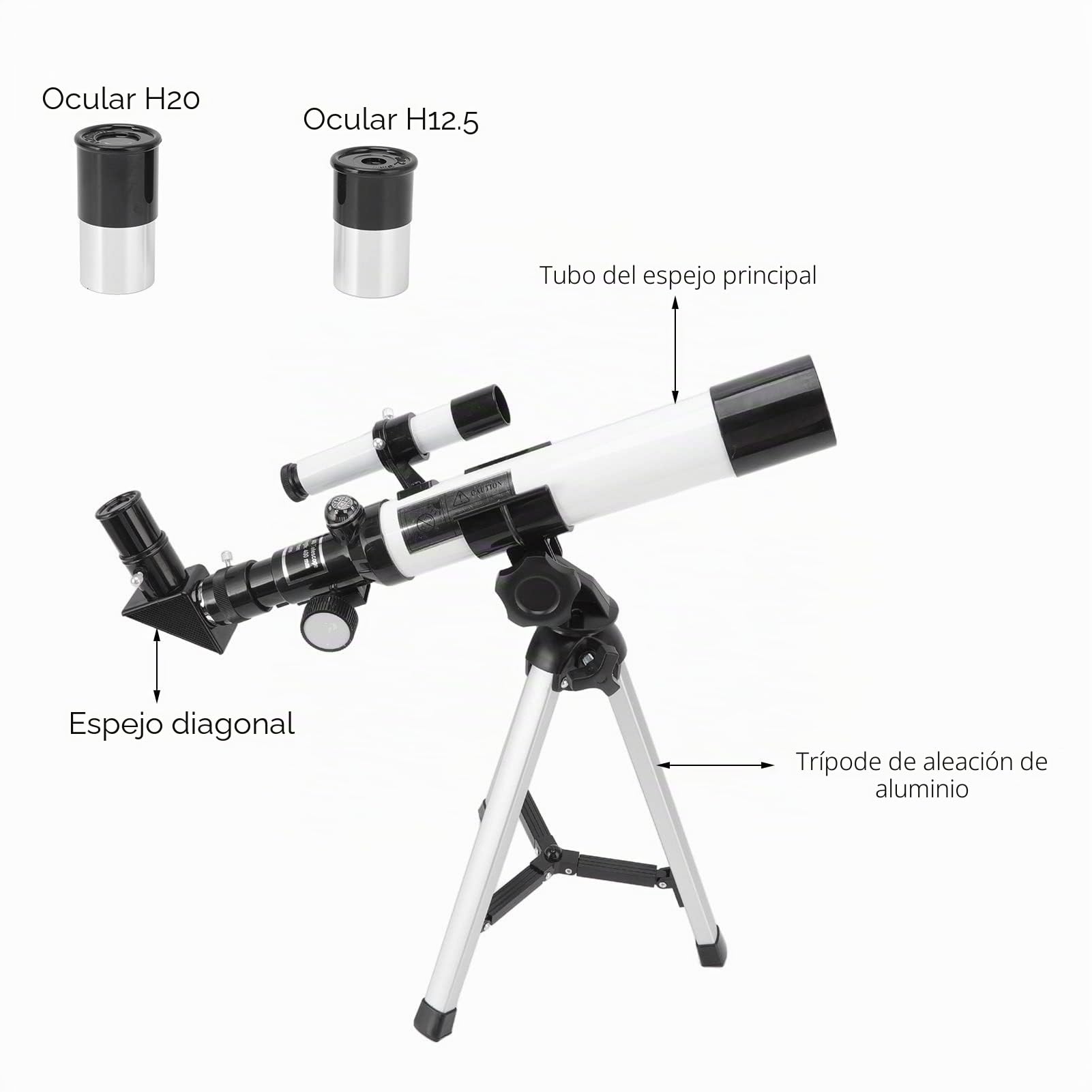 Apertura del Telescopio de 40 Mm, Telescopio Refractor Astronómico Portátil de Longitud Focal de 400 Mm, Telescopio Profesional Refractor Astronómico, Telescopio para Adultos Niños
