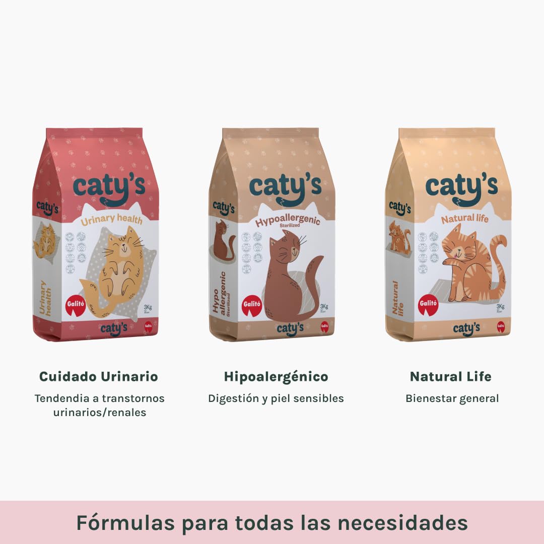 Caty’s Pienso Natural para Gatos Urinary 12 kg - Comida Seca de Pollo y Arroz para Transtornos Urinarios - Facil Digestion Alta Palatabilidad - Producto Nacional 100% (12Kg)