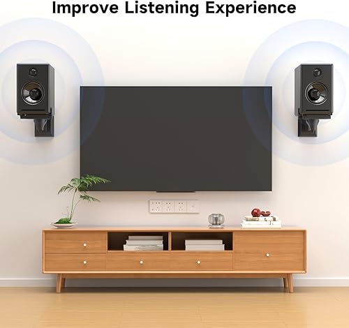 Miniatura 3 de suptek Soportes de pared para altavoces, soportes de altavoz dobles para altavoces de sonido envolvente, soporte universal, estantes giratorios