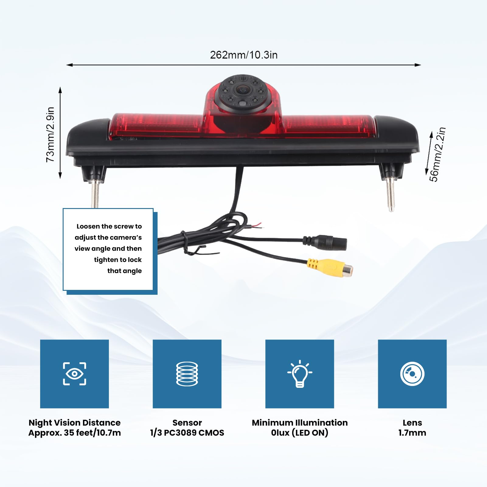 Telecamera per Retromarcia HD per Auto, Telecamera per Retromarcia a 170 ° LED per Visione Notturna Luce Freno Montata Sostituzione Installazione Semplice per Boxer Ducato Jumper 2006-2015