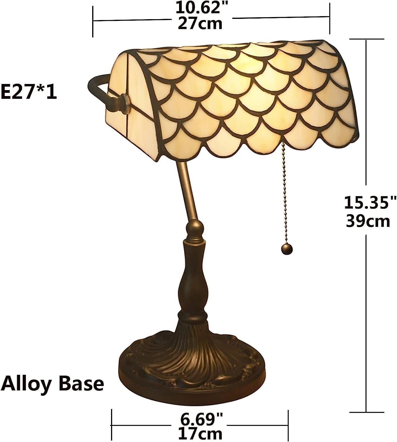 Bankiers Tischlampe, farbige Glaslampe, Kristallperlenschreibtischlampe, Schlafzimmer in der Nacht Leselampe (grüne Schuppenglasperlen Schatten) Innovate