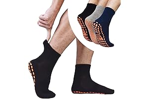 Non Slip Mens Grip Socks Size 10-13, Anti-Skid Yoga Socks