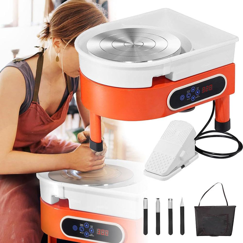 Electric Pottery Wheel Machine,LCD Touch Screen,Beginners Ceramic Pottery Wheel Kit,with Foot Pedal,for Home,Pottery Studios
