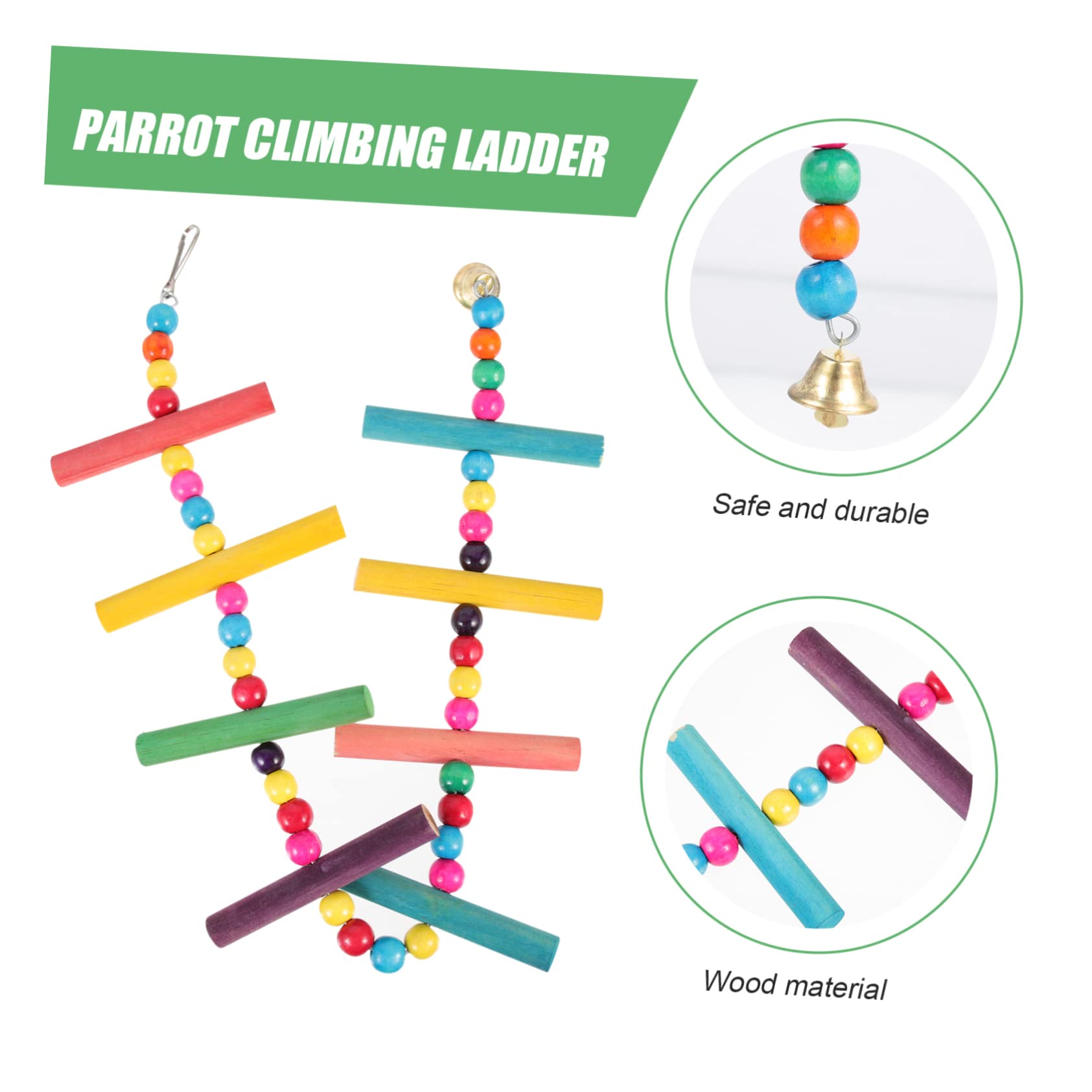 ifundom Bird Wooden Ladder for Parrots Durable Cage Accessory for Climbing and Balance for Parakeets Macaws and Finch and Design