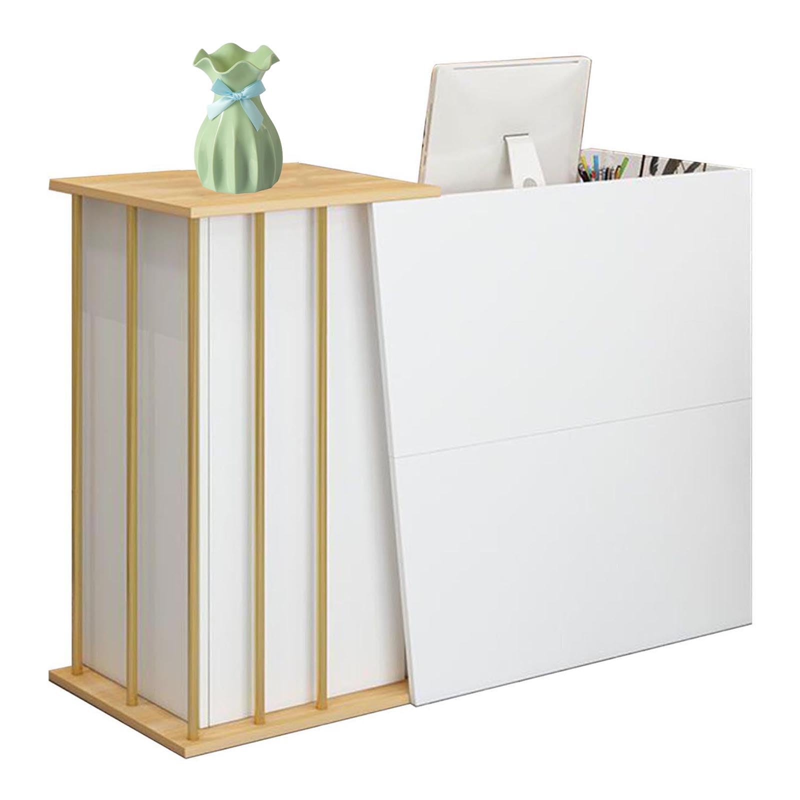Banco Reception Semplice Moderno con cassetti con Serratura, Diverse opzioni di archiviazione per Negozi di Abbigliamento supermercati(Size:120CM,Color:Caldo Bianco)