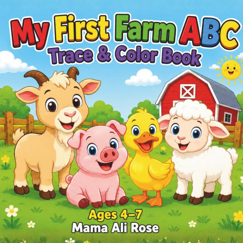 My First Farm ABC: Trace & Color Book: Letters, Numbers & Fun Farm Activities for Kids Ages 4–7 | Tracing, Counting, Mazes & Coloring