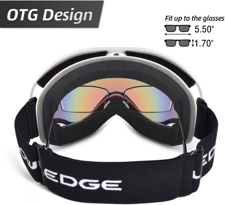 Ski Goggles Over Glasses-Ski Snowboard Snowmobile Goggles for Men Women Adult, Anti Fog 100% UV Protection