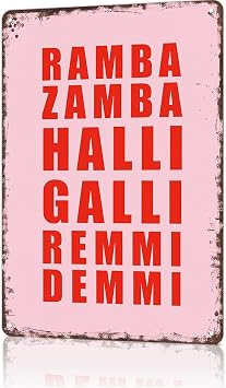 Funny Vintage Signs Posters Ramba Zamba Halli Galli Minimalist Print Wall Art for Bedroom Man Cave Garage Office Bar Decor 8X12inch