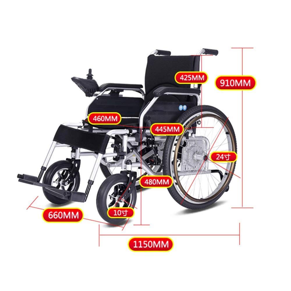 MU Silla de Ruedas Eléctrica Ligera de Doble Función Plegable (Batería de Ion de Litio 20A), Conduzca con Energía Eléctrica O Use como Silla de Ruedas Manual,UNA,Un tamaño