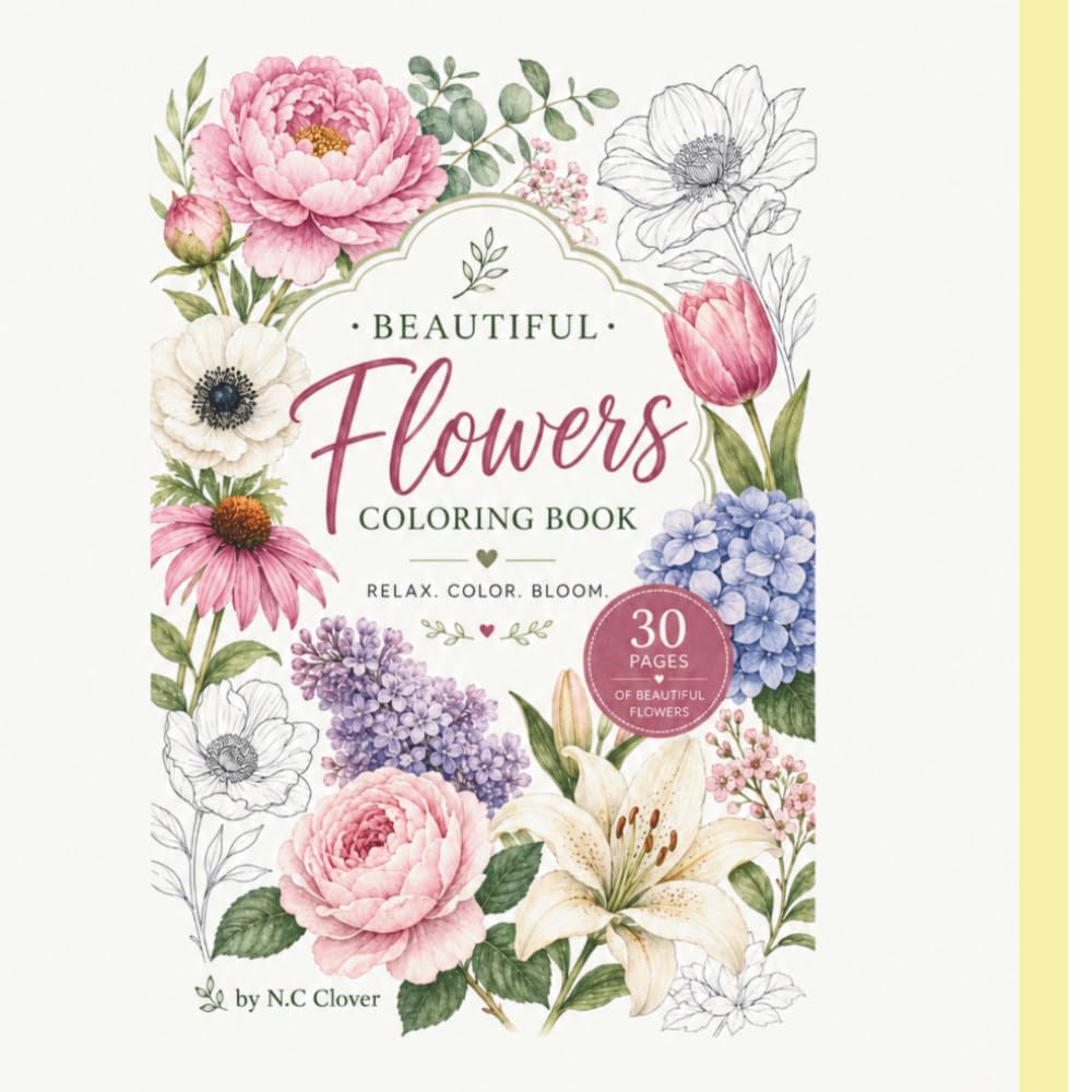 Beautiful Flowers Coloring Book: Beautiful Flowers Coloring Book: 30 Gorgeous Floral Designs For Relaxation, Stress, and Relief, and Creative Coloring Fun.