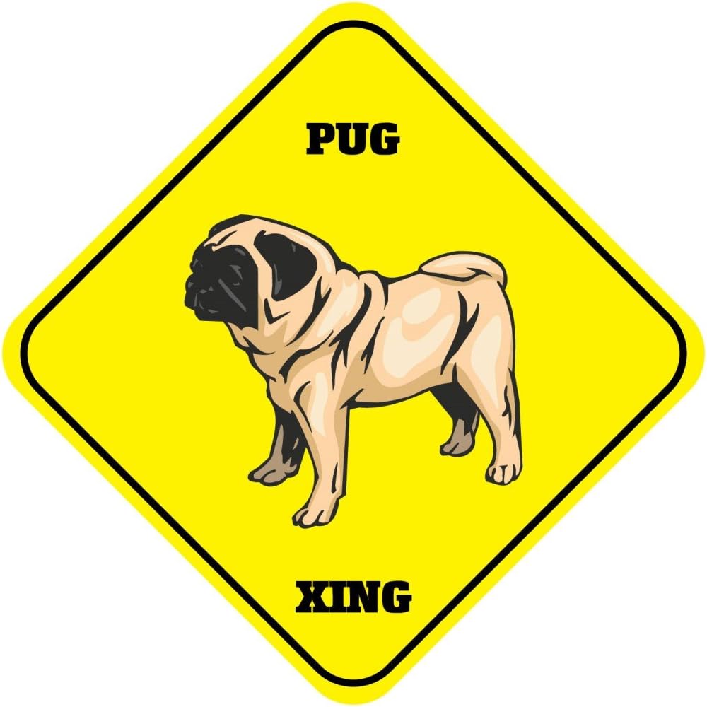 Fastasticdeals Pug Xing Crossing Funny Metal Aluminum Novelty Sign