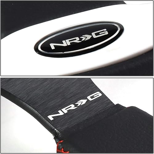 Miniatura 7 de NRG Innovations NRG-RST-001SL - Volante deportivo reforzado de 12.598 in con ribete moldeado de cuero negroplateado