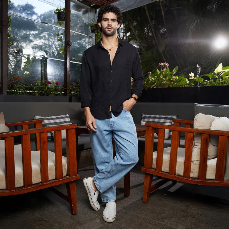 Image of CAHOOT Men's Shirt for Casual Wear | Spread Collar | Long Cuffed Sleeves | Button Closure | Shirt Crafted with Comfort Fit for Everyday Wear