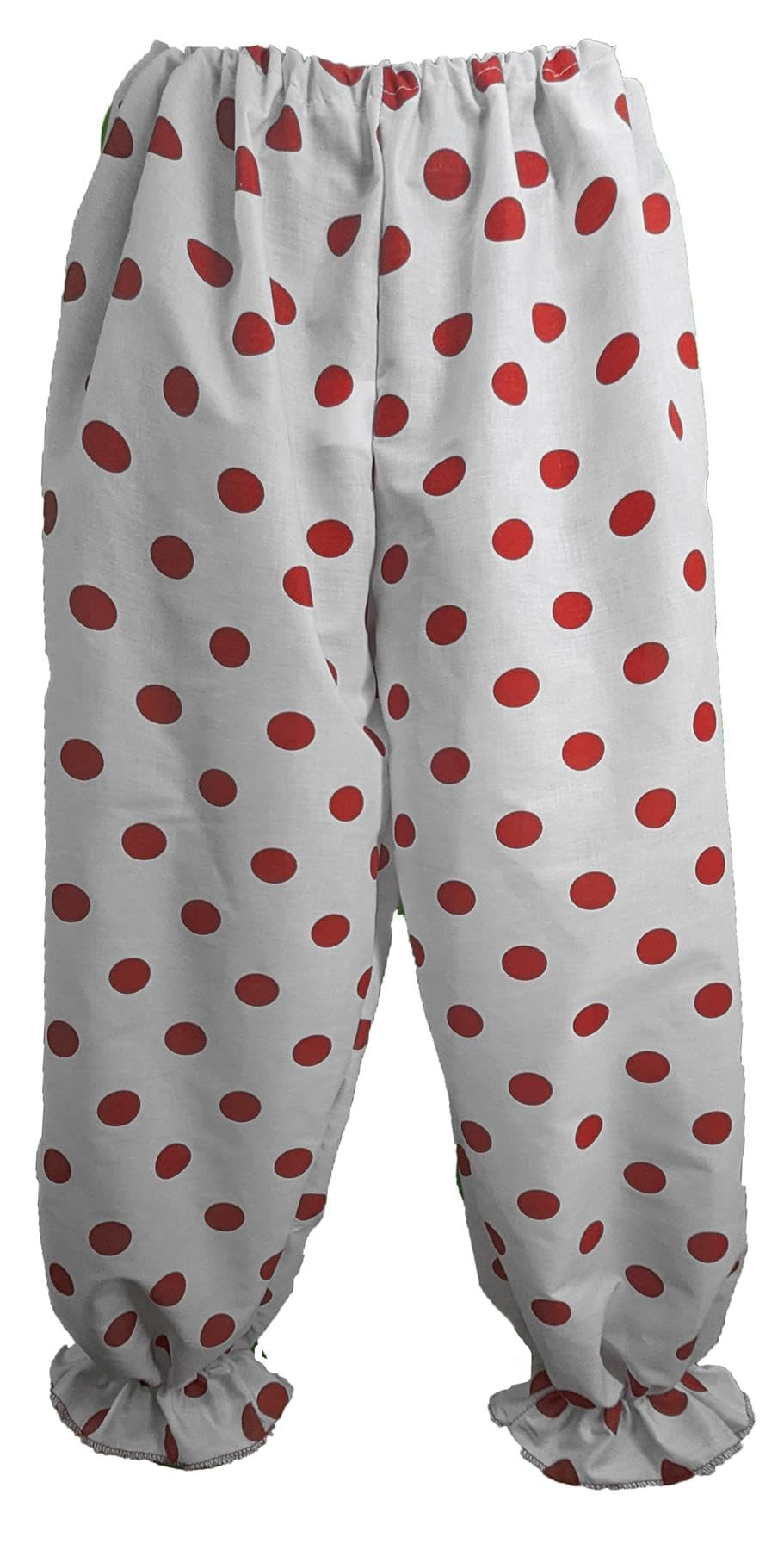 The Dragons Den Adults Full Length Polka Dot Frilly Rag Doll Clown Pants Circus Big Top Fancy Dress [White Red Spot L-XL] — image 1