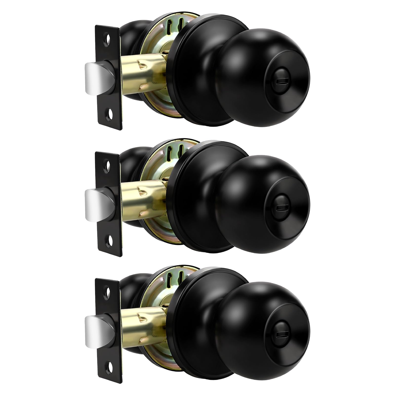 Black Interior Door Knobs - 10 Pack, Keyless Privacy -13