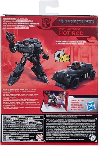 Miniatura 4 de Transformers Toys Studio Series 50 Deluxe The Last Knight Movie WWII Autobot Hot Rod Figura de acción – A partir de 8 años, 4.5 pulgadas