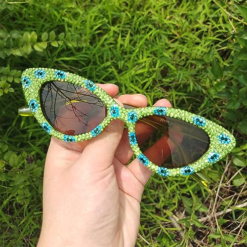 COTIA Cat Eye Rhinestone Sunglasses for Women Shiny Bling Crystal Diamond Sunglasses Trend Ladies Party Sun Glasses2