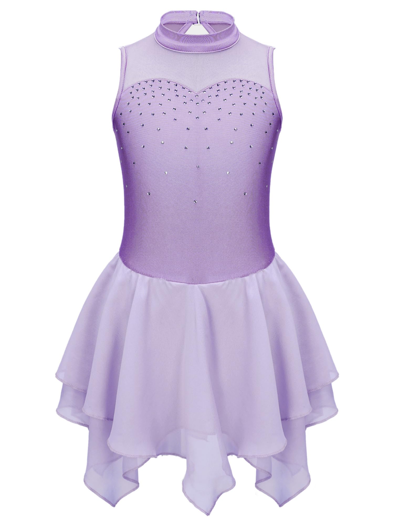 IEFIEL Maillot Patinaje Artistico Niña Vestido Brillante de Danza Ballet Leotardo Gimnasia Ritmica Maillot Ballet de sin Manga Disfraz de Bailarina — view 15