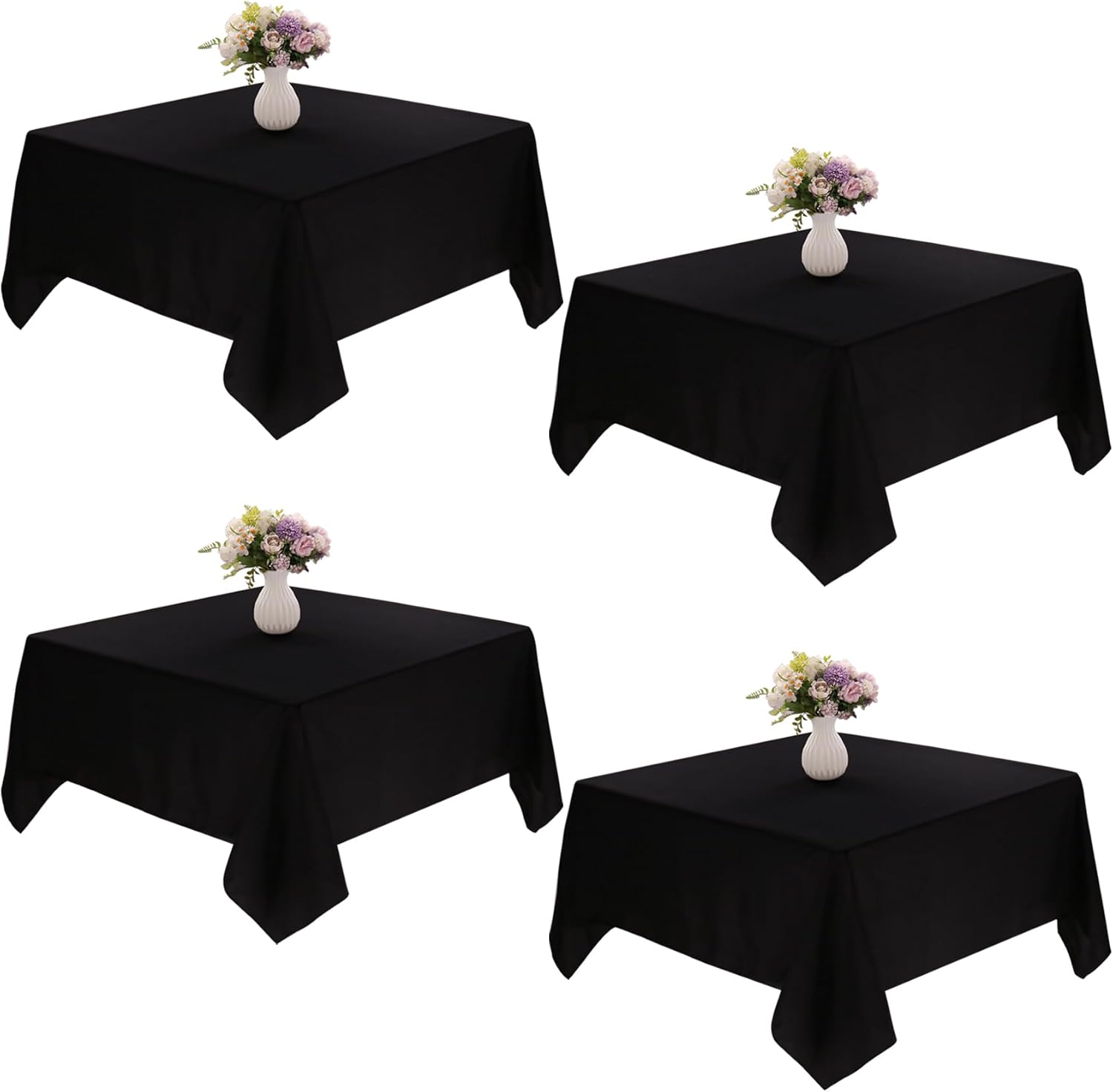 JALANCY 4 Pack Square Table Cloth 85x85 Inch Black