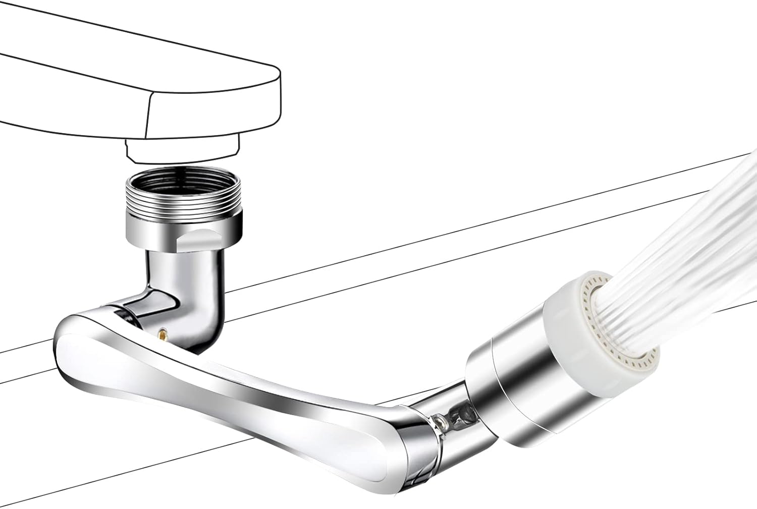 Universal 1440° Rotating Faucet Extender Aerator with 2 Water Outlet Modes, 2units, 1440 Large