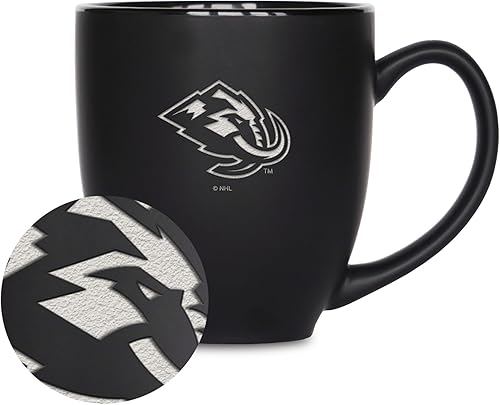 Vista 9 de Rico Industries NHL Hockey - Taza bistró de cerámica negra mate de 15 onzas