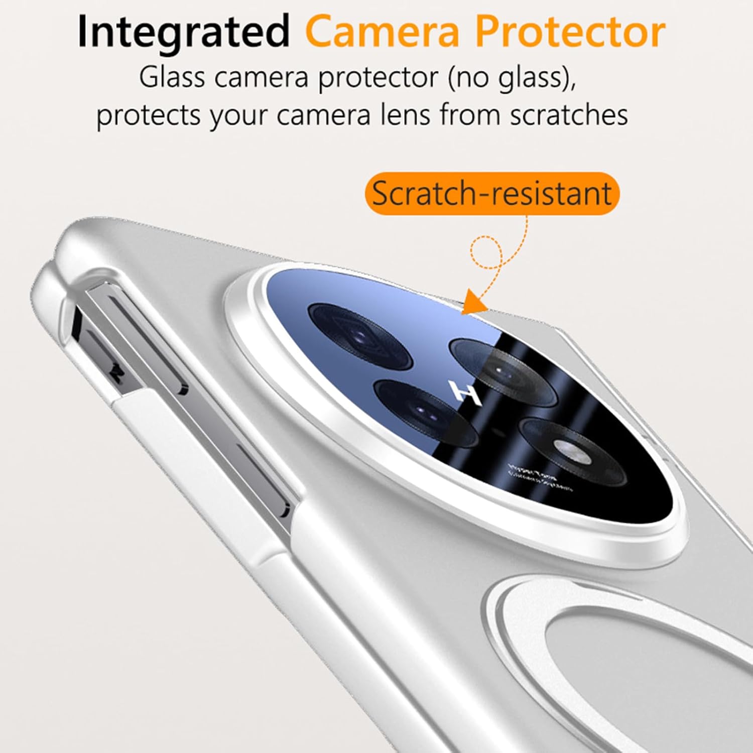 for Oppo Find N5 Magnetic Case with Rotating Ring Holder, Kickstand Case with Screen Protector Hinge Protection Support Wireless Charging Slim Hard PC Protective Cover for Oppo Find N5 Silver