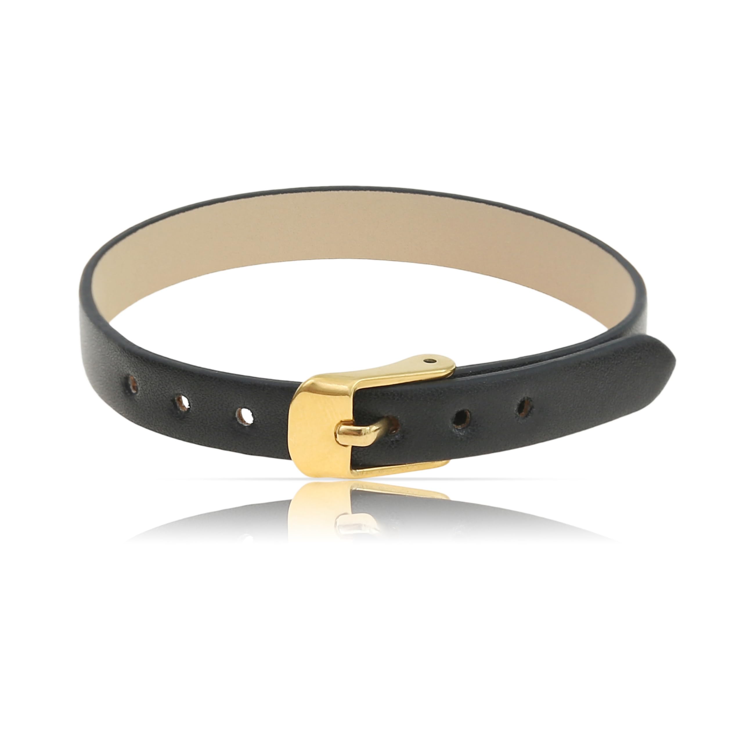 Made by Nami Pulsera de piel para hombre, color marrón, ajustable, con hebilla, regalo para él