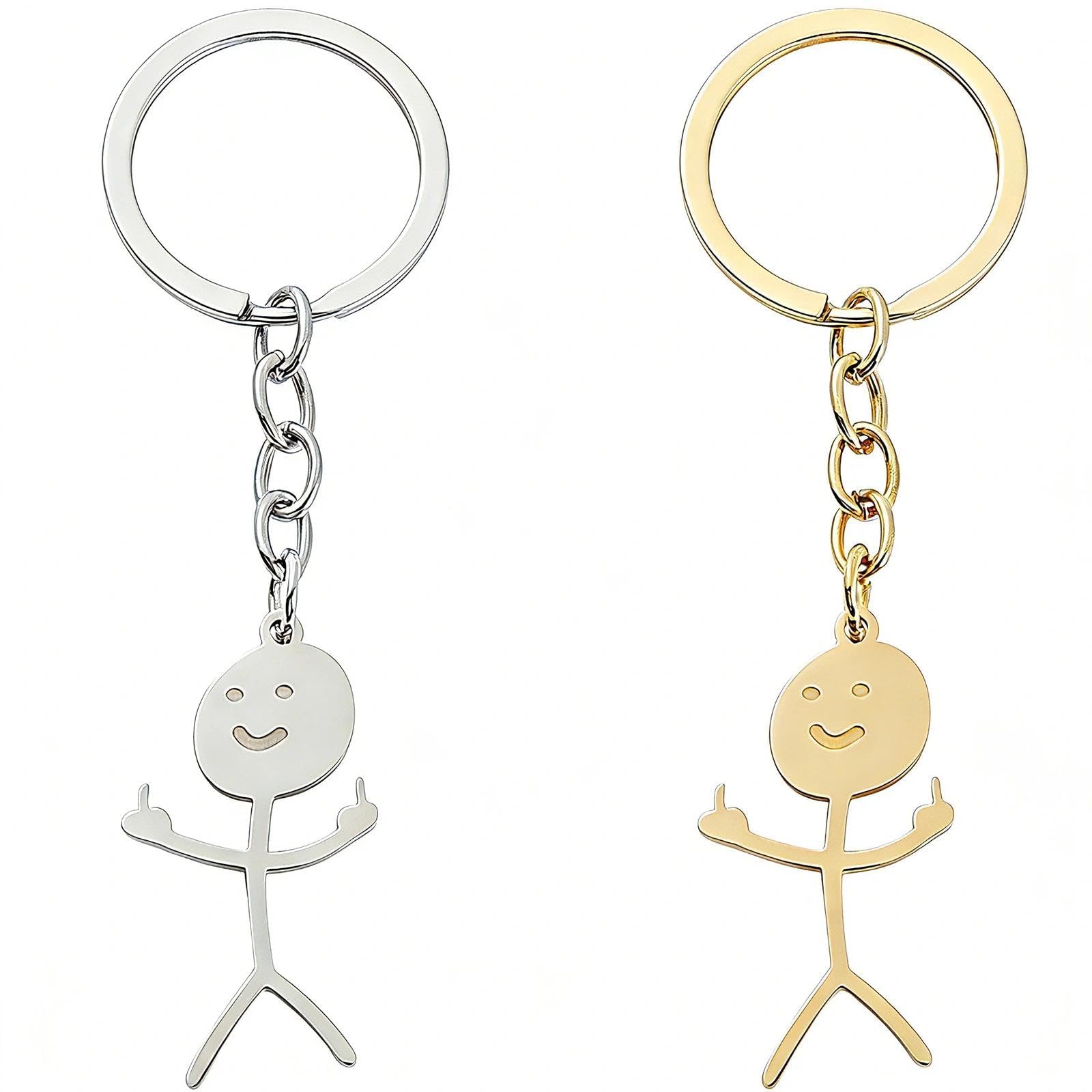 KNUIUYY 2 Pcs Funny Keychain, Personalised Smiling Keyring, Finger Keyring,Matching Keychains,Cool Gifts for Women,Personalized Distance Friendship Gifts for Couple Friends Brothers