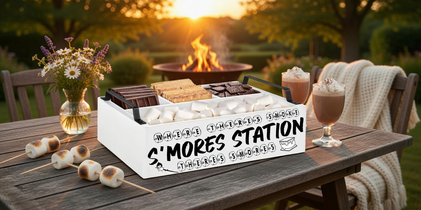 Amazon.com: DEALZOOM Smores Station (White Mini 11x7x3) - Wooden