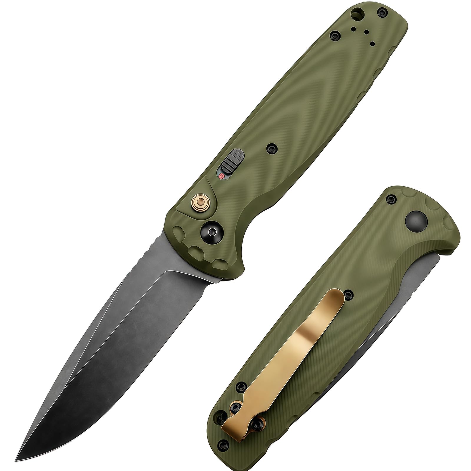 IIXII Outdoor Folding Pocket Knife, Cpm Magnacut Steel Blade, G10 Handle, Portable Camping Knife with Reversible Belt Clip (Green)